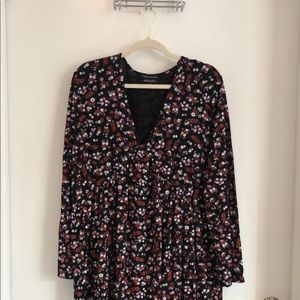ASOS Curve Floral Long Sleeve Knee Length Dress